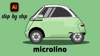 How To Draw Microlino Urban Car Adobe Illustrator StepbyStep Tutorial 🔥 [upl. by Fridlund270]