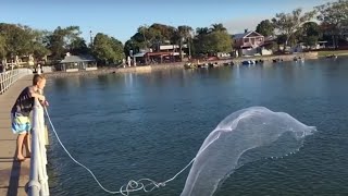 HOW TO  Cast Net  Ben Lockwood  6 MULLET Maroochydore QLD AUSTRALIA [upl. by Ardiedal383]