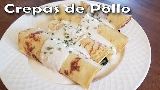 Receta de Como Hacer Crepas de Pollo y Champiñones  Quick and Delicious Chicken Crepe Recipe [upl. by Pickering271]