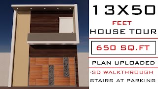 13x50 HOUSE PLAN WITH 3D ELEVATION13X50 HOUSE DESIGN1350 GHAR KA NAKSHA13 BY 50 MAKAAN KA DESIGN [upl. by Nahtanaoj]