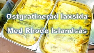 Ostgratinerad laxsida med rhode islandsås [upl. by Killoran]