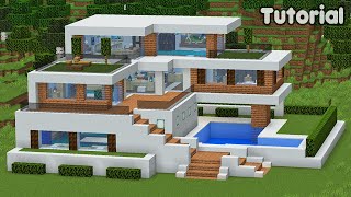 Minecraft Tutorial How to Build a Modern Mansion House  Easy [upl. by Euqinoj]