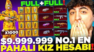 9999999 NO1 EN PAHALI KIZ HESABI 1000 DESTANSI 168 MAX SİLAH TÜM NADİRLER VAR  PUBG MOBILE [upl. by Wilkens]