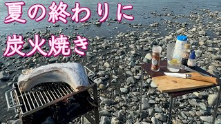 【ひとりBBQ】にんにくマッシュルームたこぶつのアヒージョエビまよマグロのカマ 炭火で焼いて酒を呑む [upl. by Asilrahc]