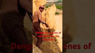 Dangerous scenes of rock fall from the mountain hardworkpakistan mountains stone viralvideo [upl. by Aihsined]