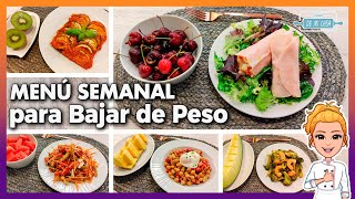 💚 Menú Semanal para BAJAR de PESO 1 🤩 SALUDABLE y ECONÓMICO 👍 Menú para Adelgazar Ideal Dieta 💖 [upl. by Llabmik]