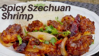 Spicy SzechuanSichuan shrimp stirfry Chinese Restaurant Classic HOMEMADE [upl. by Moguel]