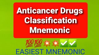 Classification of Anticancer Drugs with Mnemonic Easy Trick [upl. by Aihsoem]