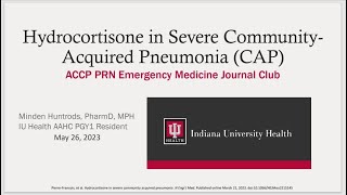 Hydrocortisone in Severe CommunityAcquired Pneumonia [upl. by Asteria]