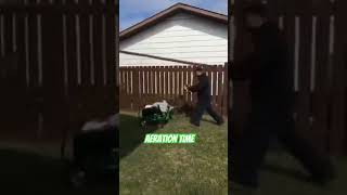 Aeration season time landscape yardwork bussiness lawn grasscutting outdoorproject weeding [upl. by Cherise]