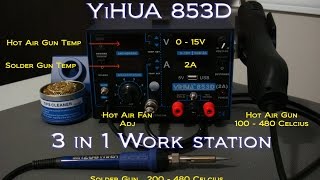 Soldering Work Station 3 in1 YiHUA 853D  Soldering amp Hot Air Gun Demo with Lipo XT60 connectors [upl. by Ahseka]