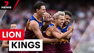 All the highlights Lions deliver 60point walloping of the Swans in AFL grand final  7NEWS [upl. by Melquist]