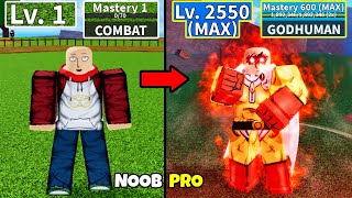 Beating Blox Fruits as Saitama Lvl 0 to Max Lvl Full Human v4 Awakening Noob to Pro in Blox Fruits [upl. by Aidnama]