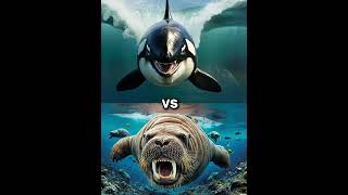 Killer Orca Whale vs Megalodon vs Dolphin shark blue whale turtle seal funny animals facts [upl. by Josephina]