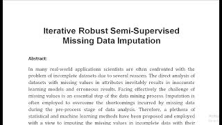 Iterative Robust Semi Supervised Missing Data Imputation [upl. by Ajssatan]