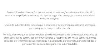 INFORMAÇÕES EXPLÍCITAS E IMPLÍCITAS INFERÊNCIA PRESSUPOSTOS TEXTUAIS INFORMAÇÕES SUBENTENDIDAS [upl. by Clare]