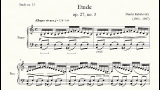 Study no 13 Etude op 27 no 3  Dmitri Kabalevsky  Piano StudiesEtudes 7 [upl. by Rochette]