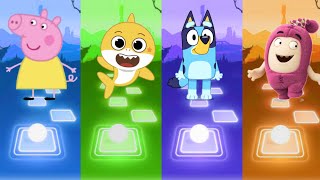 Peppa pig 🆚 Baby Shark 🆚 Bluey Bingo 🆚 Oddbods Newt Tiles Hop [upl. by Heigho]