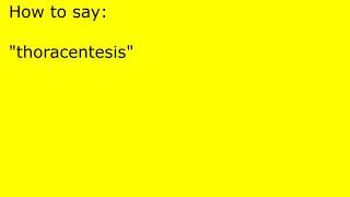 How to pronounce thoracentesis [upl. by Eical532]