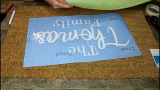 DIY personalized doormat using Cricut stencil vinyl [upl. by Ahsekat603]