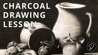 Charcoal Pencil Tutorial Simple Still Life [upl. by Htebazileyram]