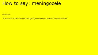 How to pronounce meningocele by british speaker [upl. by Lyford]