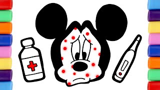 Colorea a MICKEY MOUSE con varicela 🐭🩺 Dibujos para niños [upl. by Intyre695]