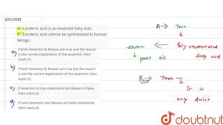 A  Linolenic acid is an essential fattly acid R  Linolenic acid cannot be synthesised in [upl. by Nerol]