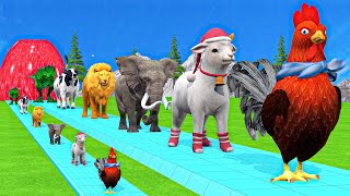 Paint amp Animals CowGorillaElephantLionTigerDinosaur Fountain Crossing Transformation Cartoon [upl. by Towill]