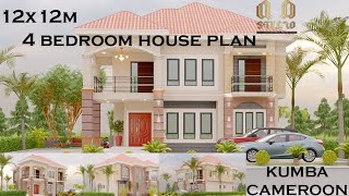 12x12 MODERN 4 BEDROOM BUILDING PLAN [upl. by Powe]