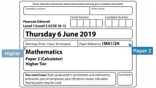 Edexcel GCSE Maths  June 2019 Paper 2 Higher  Walkthrough [upl. by Geof]