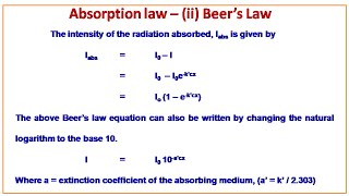 Absorption law – ii Beer’s Law  UV and Visible Spectroscopy [upl. by Vernita905]