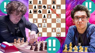 Fabiano Caruana vs Magnus Carlsen chess game 01 [upl. by Ahsirpac]