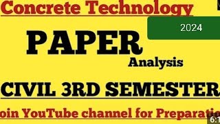 polytechnic third semester concrete technology ka paper 2024 [upl. by Legnaesoj]