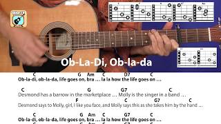 ObLaDi ObLaDa  The Beatles Cover Chords  Lyrics Guitar Lesson [upl. by Nonnaehr]