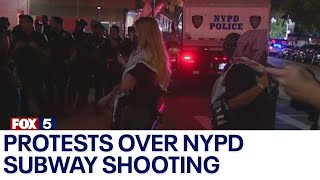 Protests in Brooklyn over NYPD subway fare evasion shooting [upl. by Aneeroc402]