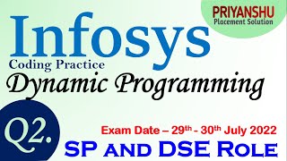 Q2 Infosys SP and DSE Coding Practice  Infosys SP Coding Question  Infosys Dynamic programming [upl. by Hagar]