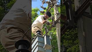 HV Bushing Connection  Distribution Transformer viral ytshorts lineman [upl. by Aicylla]