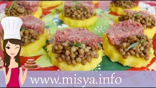 Crostini di polenta e cotechino la ricetta di Misya [upl. by Coulombe]