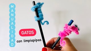 Manualidad Gatos con limpiapipas para lapiceros [upl. by Ahcsat]