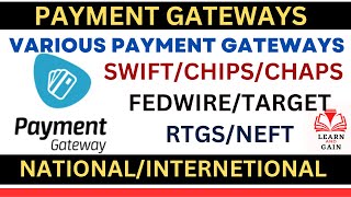 Various payment gateways SwiftChipsFedwireChapsTargetRTGSNEFT [upl. by Bambie]