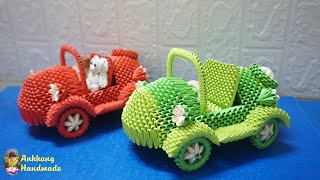 3d origami car  paper miniature car  coche en miniatura de papel [upl. by Mabelle671]