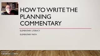 How to Write the Planning Commentary Prompts 1aamp1b [upl. by Enelhtac]