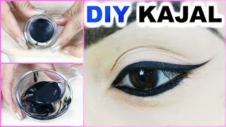 DIY Kajal At Home  Smudge Free Long Lasting Blackest Black 100 Natural  Anaysa [upl. by Ardnal]