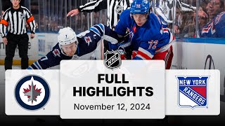 NHL Highlights  Jets vs Rangers  November 12 2024 [upl. by Arimas152]