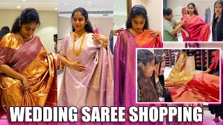 WEDDING SAREE SHOPPING ❤️  ANJI  യുടെ കല്യാണ സാരി എടുത്തു  PULLOTHI [upl. by Allegra]