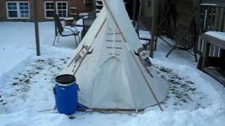 Winter camping in my miniature Sioux tipi [upl. by Camroc888]