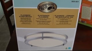 Hampton Bay Flaxmere Flush Mount Brushed Nickel Lamp Installation and Review [upl. by Ahen]