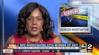 Baltimore Police investigates 27th murder of 2017 [upl. by Backer]