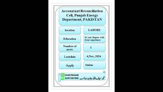 Success spectrum job information Accountant Reconciliation Cell Punjab Energy Department PAKISTAN [upl. by Fagin323]